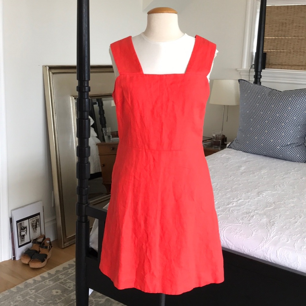 Coral linen dress